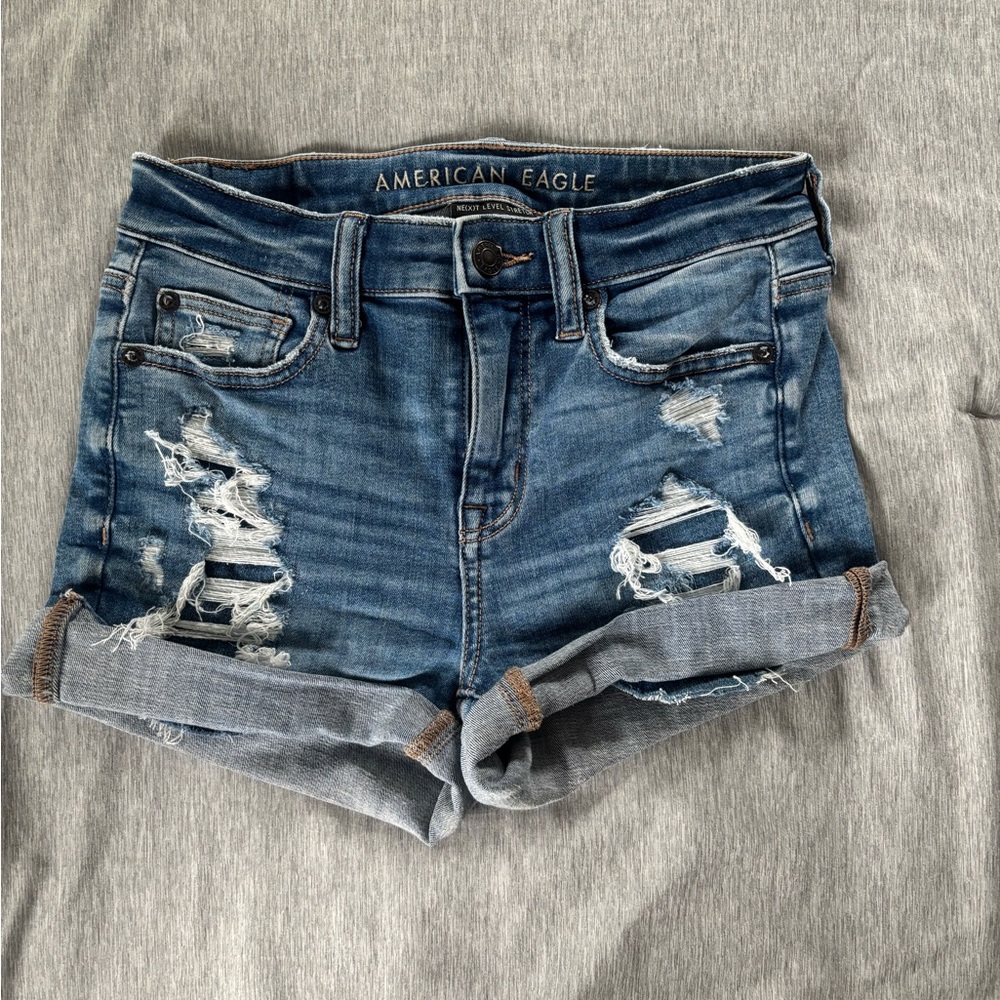 American Eagle Outfitters Distressed Blue Jean Shorts